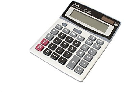 AAJ 12 Digit Desk Calculator Jumbo-Large Buttons-12 Digits-Large Eye Angled Display- Light and portable Calculator-For Home and Office use-Solar and Battery Powered (Battery Included)