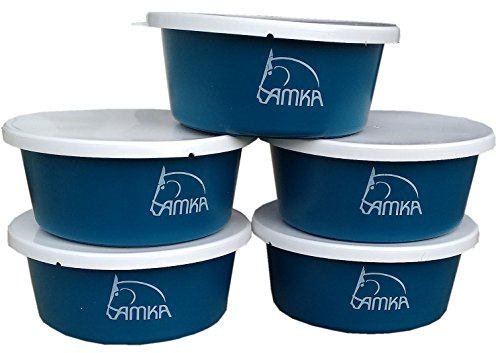 Reitsport Amesbichler AMKA Müslischale Futterschale Leckschüssel 5er Set 5 Liter mit Deckel für Tiere, Pferde, Hunde usw. Farbe: Petrol