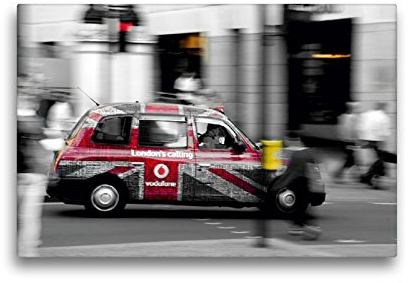 Premium Textil-Leinwand 45 x 30 cm Quer-Format Taxis in London | Wandbild, HD-Bild auf Keilrahmen, Fertigbild auf hochwertigem Vlies, Leinwanddruck von Reiner Silberstein