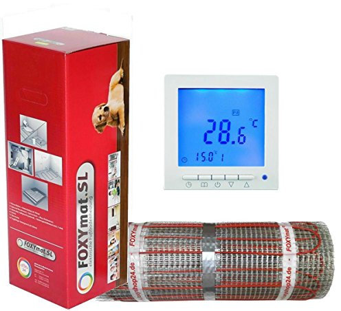 elektrische Fußbodenheizung FOXYMAT.SL RAPID (200 Watt pro m²) mit Thermostat QM-BLUE, 3.5 m² (0.5m x 7m)