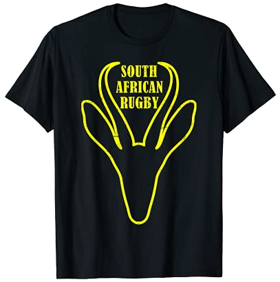 South African Rugby Tees Herren Rugby-Fan-T-Shirt Schwarz S Classic Fit Half Sleeve Crew Neck Small