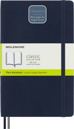 Moleskine - Klassisches Notizbuch, Blanko Seiten, Softcover und elastischer Verschluss, Größe 13 x 21 cm, Farbe Saphir Blau, 400 Seiten