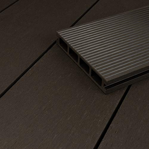 HORI® WPC-Terrassendiele Kuba Hohlkammer I Terrassen-Komplettset inkl. 40x60 mm Unterkonstruktion & Clips I Wetterfest, langlebig, pflegeleicht. Fläche: 36 m² I 4,40 m Dielenlänge I Anthrazit