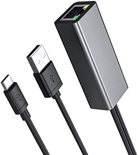 Fire TV Stick Ethernet Adapter, Ethernet Adapter für Fire Stick und Chromecast, Chromecast Ultra 4k, Fire TV Cube, Micro USB zu LAN RJ45 mit Stromkabel per Dragon Trading