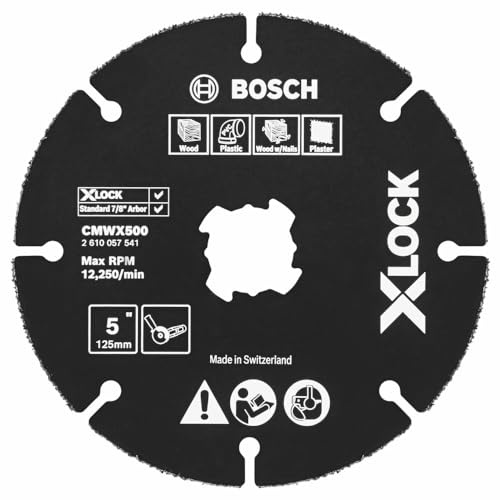BOSCH CMWX500 12,7 cm X-Lock Hartmetall-Multirad, kompatibel mit 2,2 cm (7/8 Zoll) Dorn zum Schneiden von Holz, Holz mit Nägeln, Kunststoff, Gips