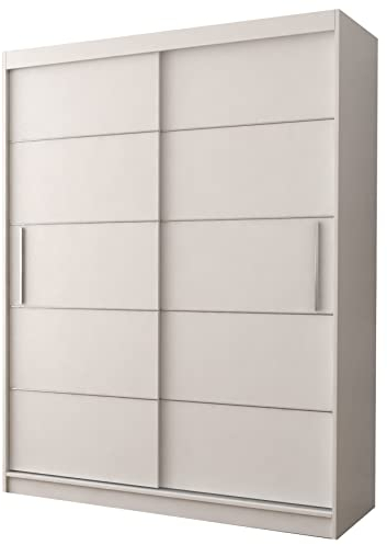 Fabryka Mebli Idźczak Kleiderschrank, Wohnzimmerschrank - Weißer Schwebetürenschrank, Schlafzimmerschrank - ‎61 x 150 x 200 cm - Schrank für Schlafzimmer, Wohnzimmer, Garderobe, modern