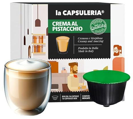CREMA PISTACCHIO (96 Capsule) compatibili con Nescafé Dolce Gusto, 6 Box da 16 Capsule, gusto unico e dolcezza vellutata, senza glutine (La Capsuleria)