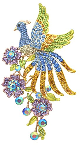 KristLand Kristall Broschen Pfau Broschen für Frauen österreichische Kristall Strass Outfits Schmuck Party Box