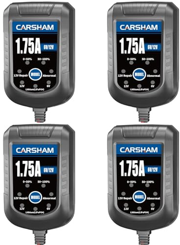 CARSHAM 6V/1A Batterie Erhaltungsladegerät Maintainer Tragbares Smart Float Ladegerät für Auto, Motorrad, Rasenmäher SLA, AGM, Gelzellen-Nass-Blei-Säure-Batterien