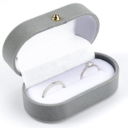 Jinsion Ringschatulle 2 Ringe,Samt Schachtel Ringbox Hochzeit,Grau Ringschachtel Verlobungsring Flannel Ring Box Wdding,Schmuckkästchen Damen,Ringkästchen für Heiratsantrag,Hochzeit,Valentinstag