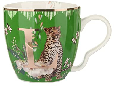 KASANOVA Tazza in porcellana lettera L 48cl tavolo verde, tè e caffè