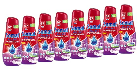 Somat All in 1 Power Gel (8x67 Spülgänge), Geschirrspülmittel für kraftvolle Reinigung und strahlend sauberes Geschirr, sogar im Eco-Programm & bei niedrigen Temperaturen