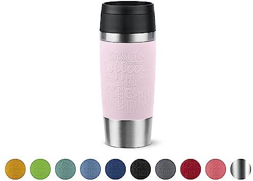 Emsa N20206 Travel Mug Classic Gobelet isotherme 0,36 l | Bouchon à vis confortable | Acier inoxydable | 4 h chaud et froid 8 h | 100% étanche | Passe au lave-vaisselle | Ouverture à 360° | Rose