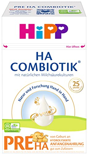 HiPP PRE HA Combiotik (4 x 600g), hydrolysierte Anfangsmilch von Geburt an, mit natürlichen Milchsäurekulturen, für sensible Immunsysteme