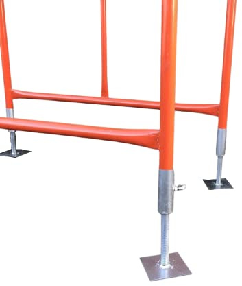 HILL TOP FABRICATIONS CO (1998) LTD - Set of 4 Galvanised Adjustable Base Plates for Scaffolding Tower Building Support, Up and Down Support, Movable Scaffolding Accessories.