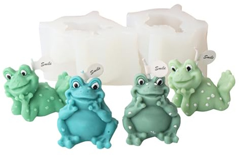 Xidmold 2 Stück 3D Frosch Kerzenform, Tier Frosch Silikonform für Fondant, Tortendeko, Schokolade, Sojawachs Kerzen, Seife, Gips, Epoxidharz, Handwerk