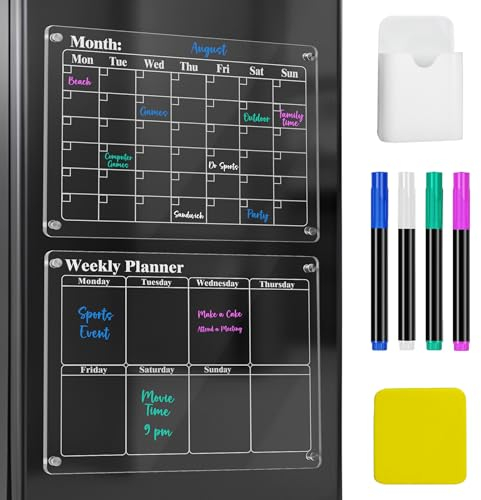 2 Wochenplaner Abwischbar Magnetisch Familienplaner Acryl Magnettafel Kühlschrank Planungstafeln Menütafel Kühlschrank Memotafel Kühlschrankkalender 40x30 to do liste familienplaner 2024