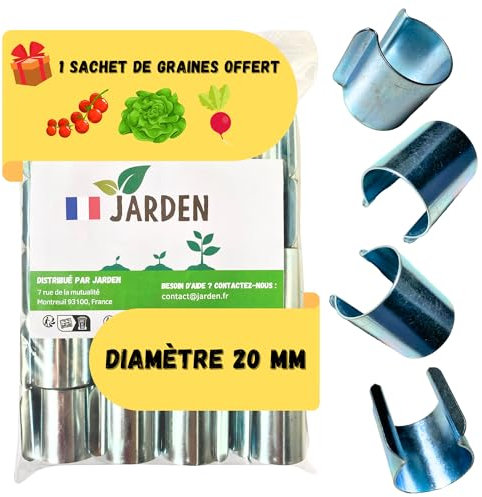 JARDEN® Set Di 20 Clip Diametro 20 mm Per Serra Da Giardino - Fissaggio In Metallo Zincato Per Serre Tunnel Con Tubi O Cerchi Da 20 mm - Accessorio Per Coperture Di Serre