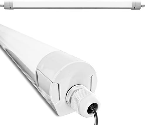Maka Tubo Led Barra Luminosa 6500K Luce Fredda 220V 50/60 Hz IP65 Impermeabile per Esterno e Interni Umidi Lampada Box Auto Garage Cantina Magazzini Plug and Play 25.000 Ore (50W - 150 cm - 6070 Lm)