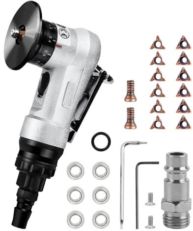Mini Pneumatische Anfasmaschine Verbessert Aluminiumlegierung Handheld Luftbetriebene Anfaswerkzeug 45° Arc Burr Trimming Pneumatische Fasenmaschine für Trimmen Fase Entgraten (C&R Winkel)