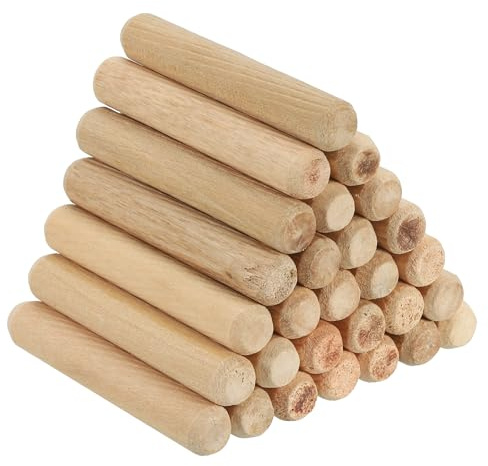 PATIKIL 30 Stück 10 x 60mm Holzdübel Set, Riffelholzdübel Holzstifte Dübel Set Gerillte Holzübelstifte Dübel Holz mit abgeschrägten Rillen für Zimmerei Möbel Tür Kunsthandwerk Projekte