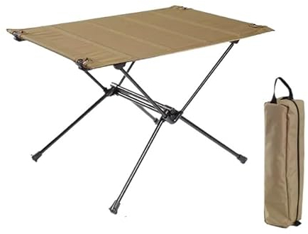 LXYDPZ Tragbarer Campingtisch, Leichter Klapptisch, tragbarer Campingtisch mit Netzschicht (Größe: Schwarz) (Khaki)