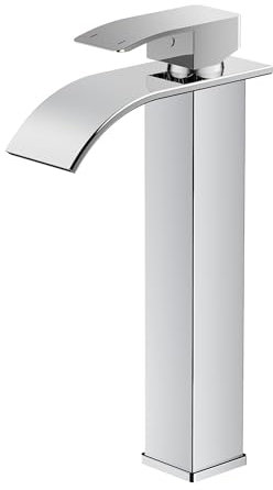 Rubinetto per Bagno FORIOUS, Rubinetto per Lavabo a Cascata in Nickel Spazzolato, Miscelatore