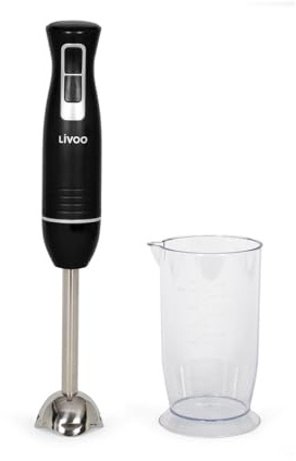 Livoo - Mixeur plongeant – DOP245N – 400W, 2 lames, acier inoxydable, 2 vitesses, bol inclus, 16 000 tours/min, pied amovible