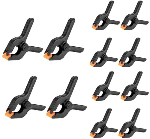 12 Piezas Abrazaderas de Resorte de Nylon, 6 Pulgadas/4 Pulgadas Pinzas de Clips de Resorte de Carpintería, Abrazaderas de Sujeción Rápida de Madera para Fotos Carpintería, 4 Pcs 6+8 Pcs 4