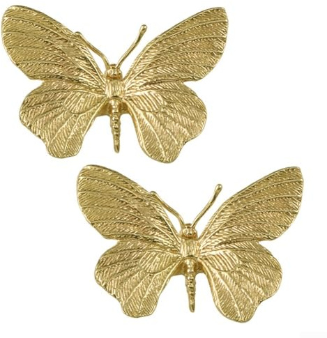Libellen-Schubladenknauf, Messing, 2 Stück, goldfarben, Libellen-Design, Möbelknauf, Schrank, Kleiderschrank, Kommode, Griff (Schmetterling)