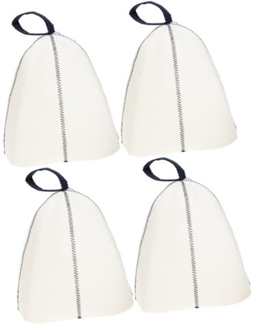 POPETPOP 4 Pièces Chapeau De Sauna Accessoires De Sauna pour Femmes Bonnet De Cheveux Bonnet De Sauna Fourniture De Sauna Casquette Banya De Sauna Chapeau Russe Beige Feutre