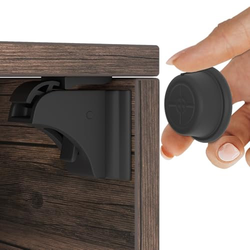 Hoffenbach Chiusura Magnetica per Cassetti & Ante – 12 Serrature + 3 Chiavi – Blocco di Sicurezza Magnetico per Bambini – Chiusura Autoadesiva per Mobili – Nero