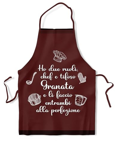 KAÏDENSÏ Idea Regalo Tifoso Calcio Originale - Grembiule da Cucina Divertente Chef Granata - Gadget Divertenti per Tifosi - Idee Regali Divertenti Originali