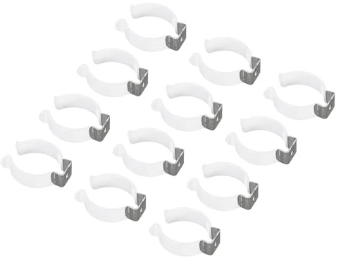TOP-VIGOR 12Pcs T12 U Clips Holder Bracket for LED Light Bulb Mounting Bracket Support Stainless Steel Fluorescent Tube Holder Pipe Clamps Spring Holder Tool Clips to Prevent Sagging, White