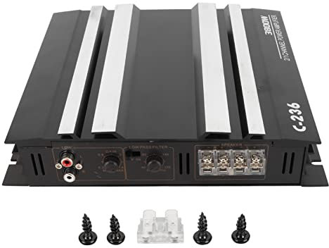 Locadence Amplificatore Stereo per Auto a 2 Canali, Amplificatore Audio per Auto con Sensibilità 3800W 90Db con Guscio in Lega di Alluminio Spazzolato