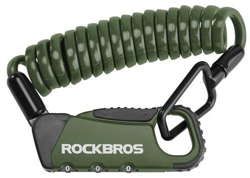 ROCKBROS 150cm Helmet Lock, Portable Combination High Security Bike Lock with 3-Digit Code, for Bicycle Motorcycle Helmet, Stroller, Scooter