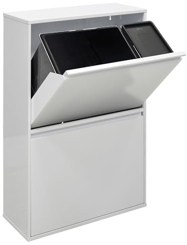 Arregui Basic CR601-B2 Pattumiera per Raccolta Differenziata | 4 Secchi | Mobile d'Acciao per Differenziata | 23+11+17+17 L (68 L) | con Secchio da 23 L per la Plastica | bianco