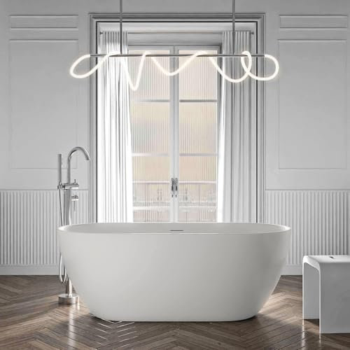 BERNSTEIN - Baignoire îlot ovale Blanc mat Acrylique + Bonde et trop plein, 240L - 170x80x59cm (lxLxH) - JAZZ PLUS 2.0