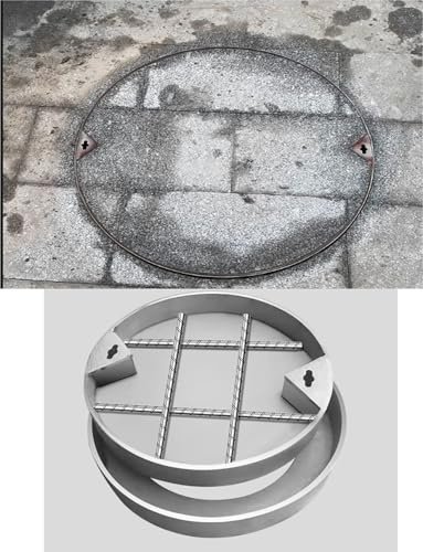 Couvercle de Regard encastré Amovible, Couvercle Plat Robuste pour Jardin, pelouse, Trottoir, Couvercle de puits extérieur Bien caché - pour l'ouverture de Drainage (80 cm/31,5 po)