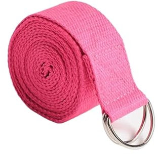 VCSZYAFX Yogagurt Yogagurt aus Baumwolle, Sport-Yogagurt, verstellbar, geflochten, elastisch, D-Ring-Schnalle, Fitness-Stretchgurt FüR Yoga, Workout, Pilates(Pink)