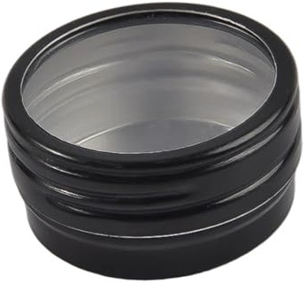 Pot en aluminium for crème, baume, bougie à ongles, récipient cosmétique, bouteilles rechargeables, boîtes de thé, boîte métallique, pots de bougies, 1 pièce(Black)