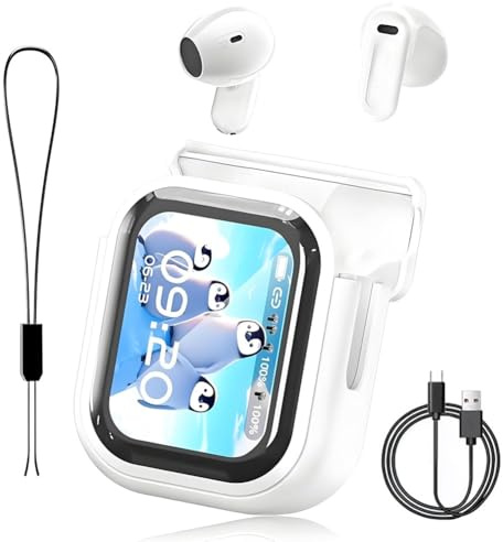 Auricolari NE20 con Traduzione, Auricolari Bluetooth 5.4 Senza Fili con Schermo Touch LCD/LED, Stereo HD, Batteria 48H, IPX6 Impermeabili, Auricolari Sportivi con Cancellazione del Rumore (Bianco)