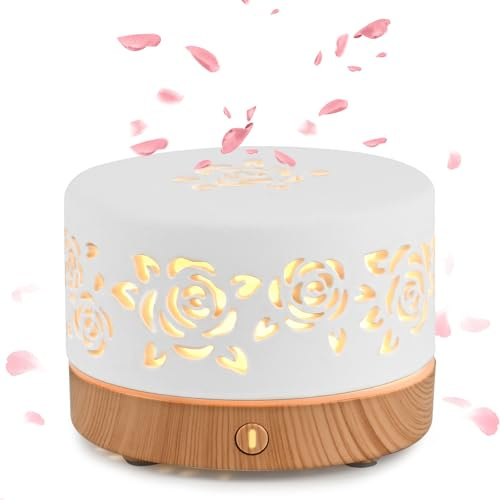 PUTINEI Wiederaufladbarer Diffusor für ätherische Öle, Aromatherapie-Diffusor, Polymermaterial mit 7 LED-Farben, Timer-Funktion (Rosa)