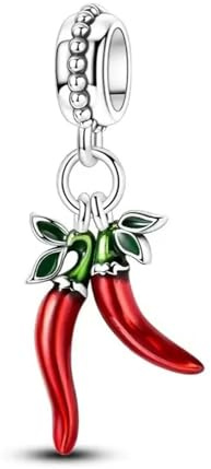 MariaFonte Charm Nouveau 2025 Compatible Toutes Marques Pendentif Corne Double Piment Rouge Anniversaire Pendentifs Original Bead Argent 925 Maman Perle Porte-Bonheur Coeur Noël
