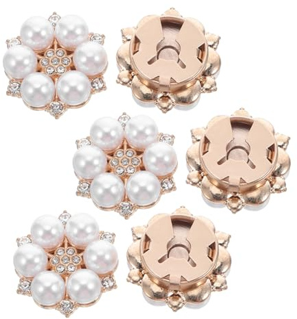 BESPORTBLE 6 Stück Sleeve Button Covers mit Funkelnden Strassblumen Abnehmbare Perlen Legierungsarmbandmanschetten für Damen und Herren Dekorative Knopfverzierungen für Hemden und Jeans