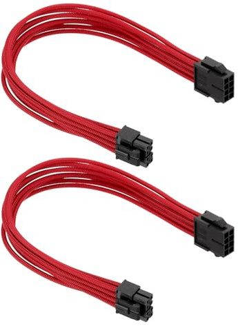 PATIKIL CPU Power Cable 12 Inch(30cm) 18AWG 12V, 2Pcs CPU 8 Pin Male to 8 Pin(4+4 Detachable) Male for Motherboard Power Adapter, Black Red