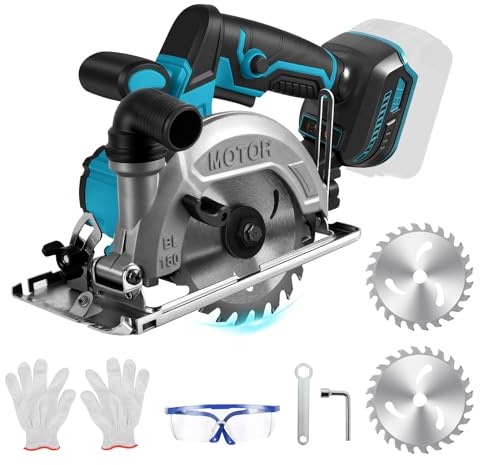 Sierra circular con batería compatible con batería Makita de 18 V (sin batería), mini sierra circular sin escobillas, 6200 rpm, ángulo de corte ajustable 0-45°, profundidad de corte 0-51 mm, para