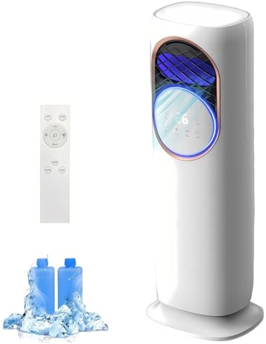 KAIKAFEI Calefactor Cerámico Ptc Y Ventilador Aire Frío Caliente Torre 4 En 1 Con Humidificador 4L, Enfriador Evaporativo, Oscilante 180°, Silencioso, Ideal Para Sala Y Oficina