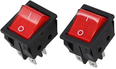 JoyousMall Paquete de 2 interruptores basculantes iluminados de 30 A, 250 V, 4 pines con indicador LED, interruptor de alimentación impermeable IP65 para máquina de soldar y calentador, luz roja/verde