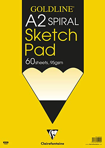 Clairefontaine GSSPA2Z - Sketch Spiralblock Goldline, 120 Blatt, DIN A2, 95g, 1 Block, Weiß
